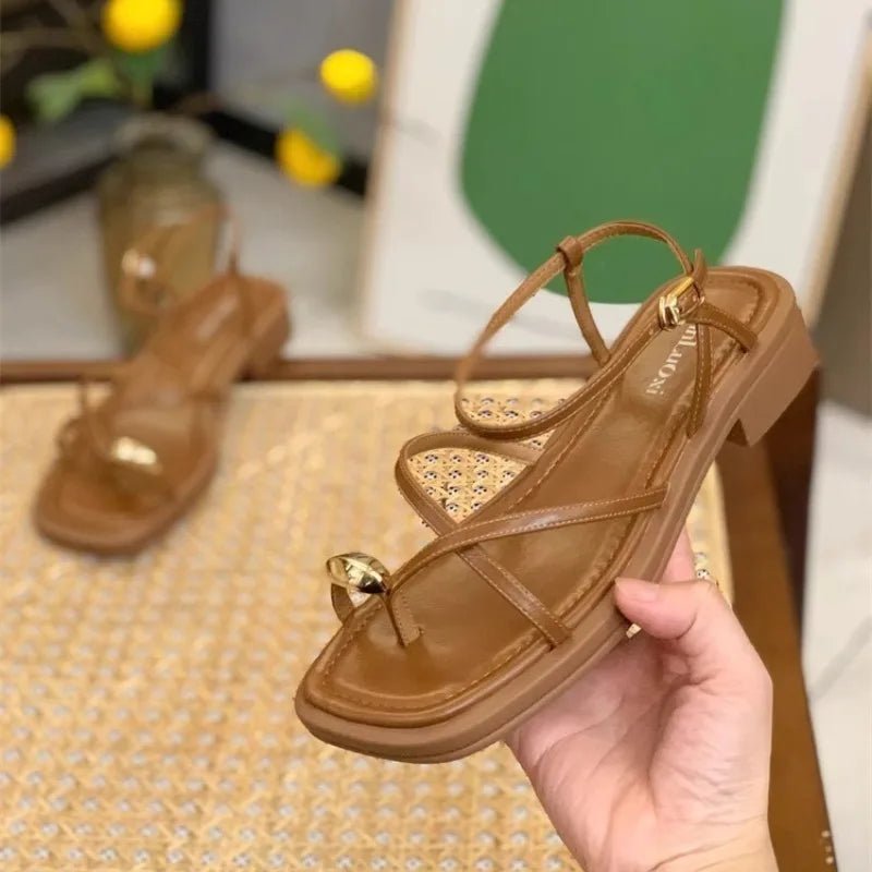 High Heel Sandals for Women New Summer 2025 Girls Low Heel Comfortable Sports and Casual Solid Sandals for Women Sandalias