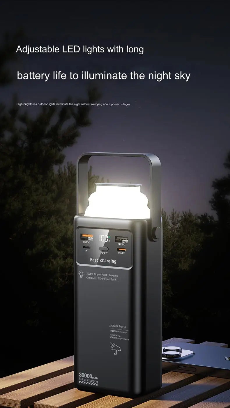 Portable outdoor emergency Power banks smartphone Backup Power 50000mah with built-in cable Powerbank 50000mah camping light