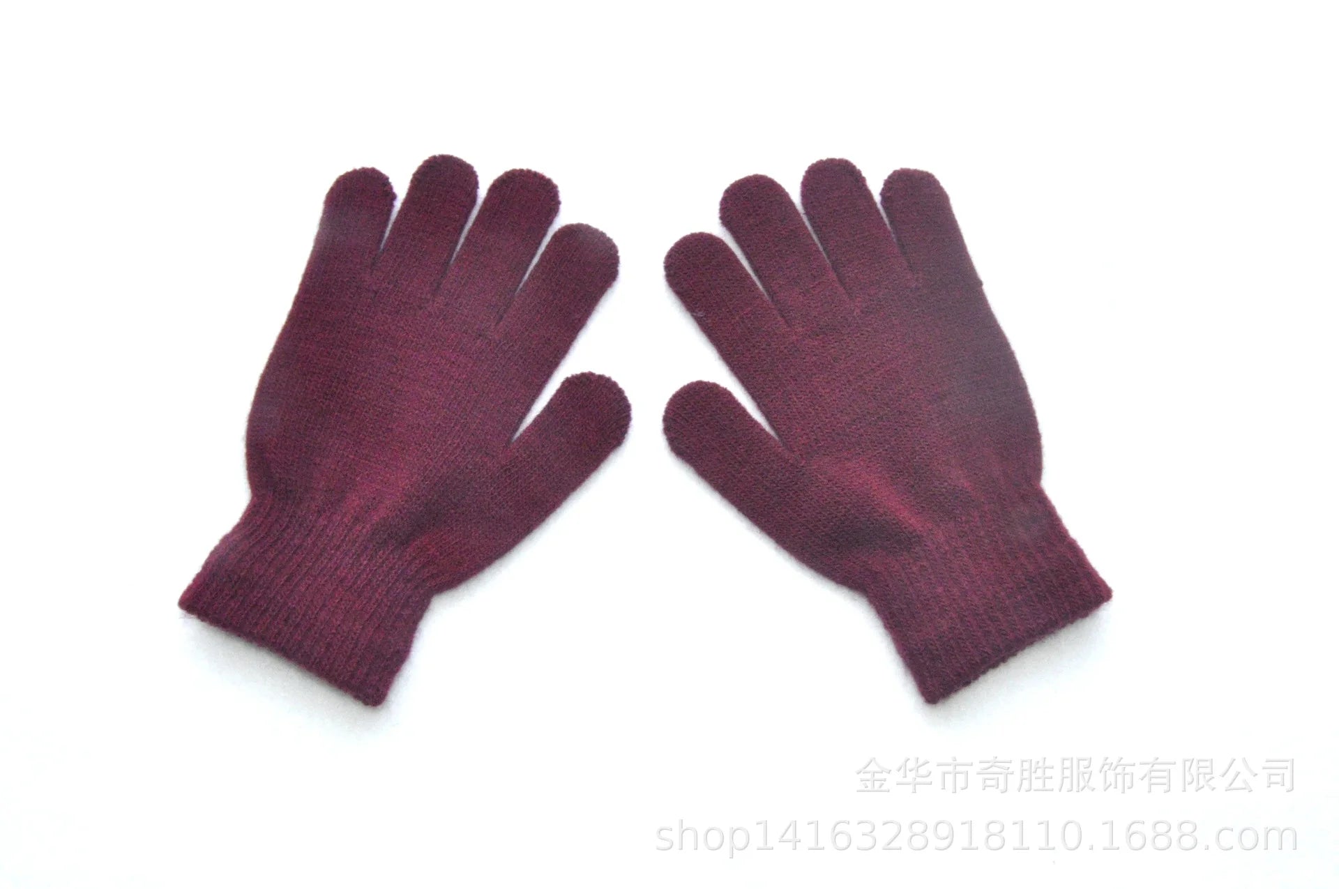 Winter 4-11 Year Old Children's Writing Cold-proof Warm Gloves Solid Color Knitted Wool Acrylic Full-finger Split-finger Gloves