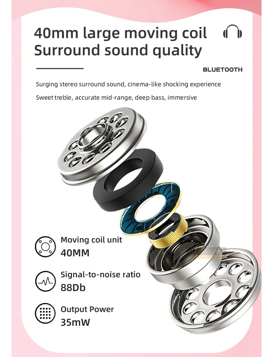 Headphones Kids Wireless Bluetooth Earphones Stereo Foldable Helmets Music Gaming Headsets Over-ear Headphones for Android ios