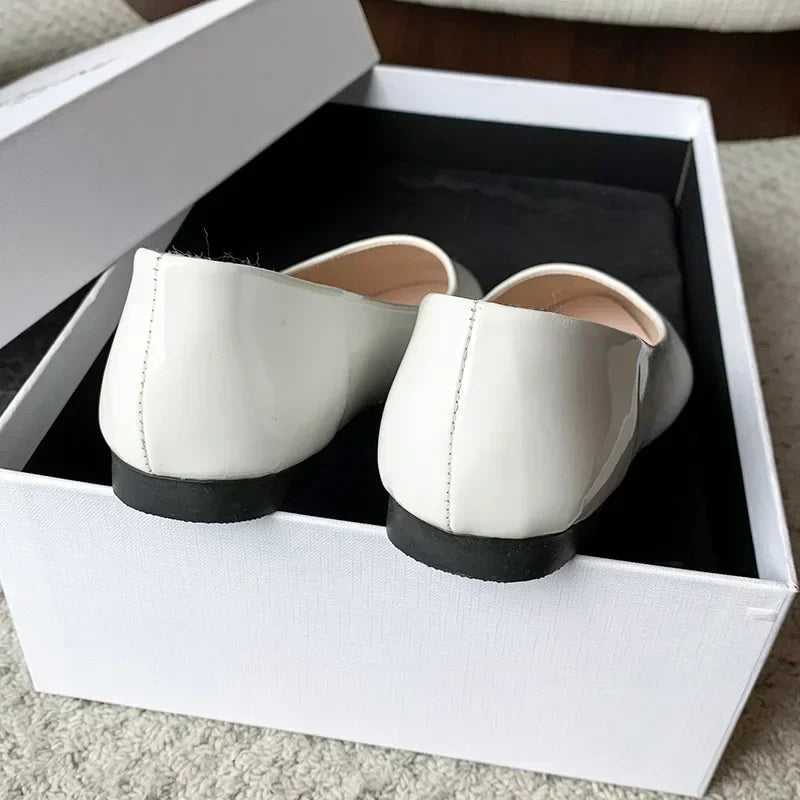 Women Candy Color Ballet Flats White Wedding Shoes Woman Flats Patent Leather Slip on Shoes Zapatos Mujer Ladies Boat Shoes NEW