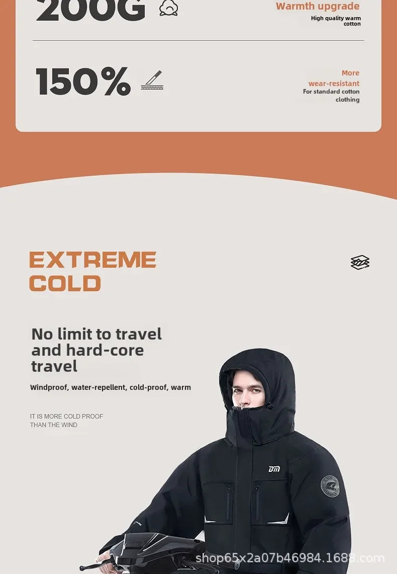 Winter Motorcycle Riding Coldproof Clothing Winter Fashion Waist Designwarm Cotton Jumpsuit,thickened Waterproof Snowmobile Suit