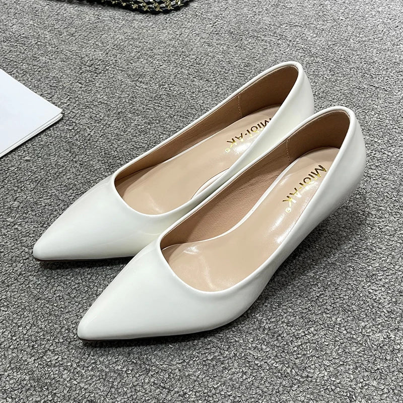 New Women's Shoes On Heels Elegant Medium High Heeled Ladies Pointed Toe 5cm Fashion Pumps For Woman Office Black Pink Red