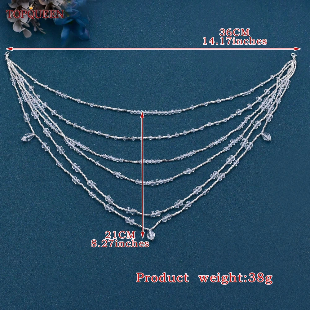 TOPQUEEN SG04 Jewelry Bride Wedding Accessories Crystal Tassel Pendant Necklace Women's Bolero Shawl Dress Shoulder Decoration