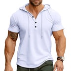 Men's Short-sleeved T-shirts for Sports and Fitness American-style Henley Shirt Hooded Top