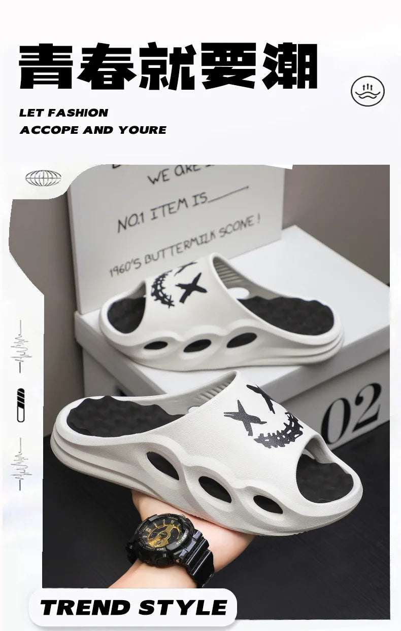 Men Fashion Massage Slippers Indoor/Outdoor Sandals Beach Flip Flop Thick Sole Male Slides Summer Non-Slip Men Shower Slippers