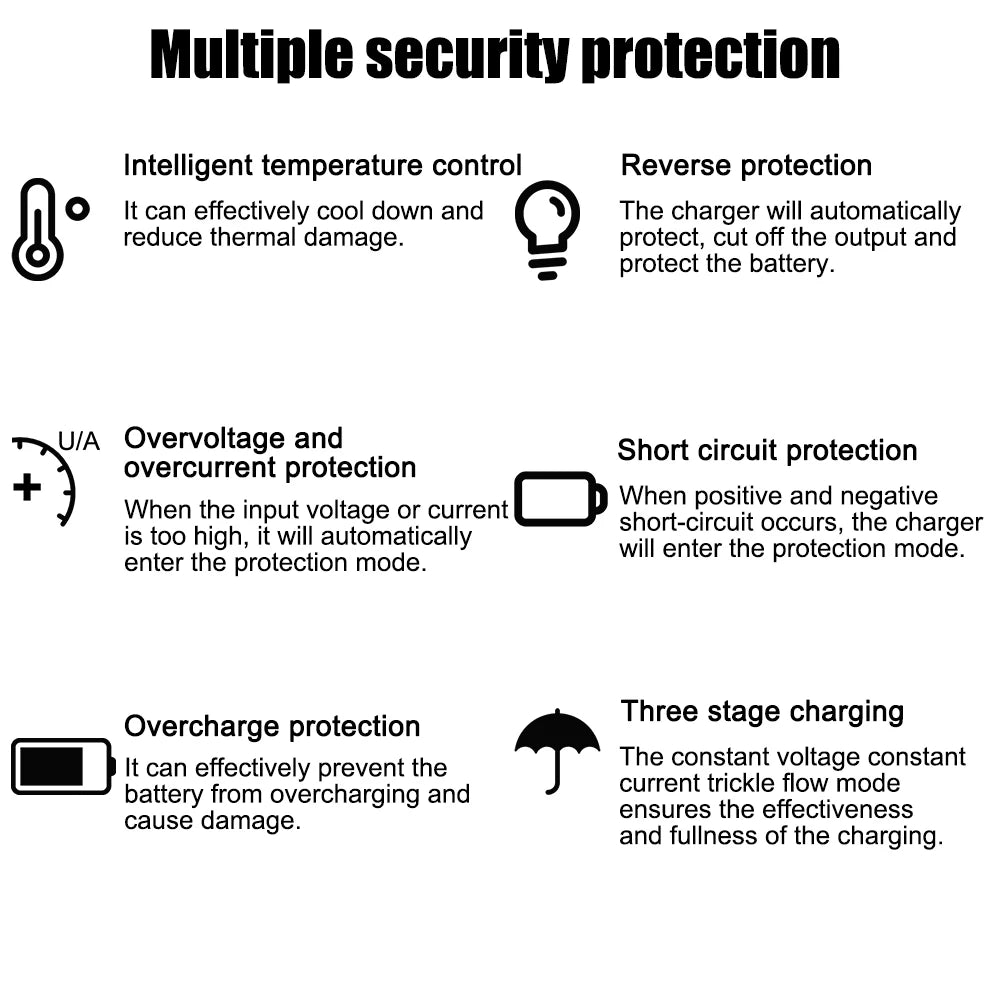 2A Intelligent Fast Power Charging 3 Stages Lead Acid AGM GEL Battery-chargers Car Accessories Car Battery Charger