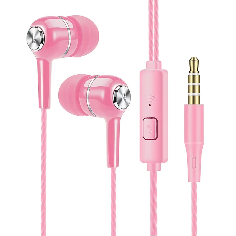 3.5mm Wired Headphones In Ear Headset Wired Earphones with Microphone Bass HiFi Stereo Earbuds Sports Music Gaming For Phones PC