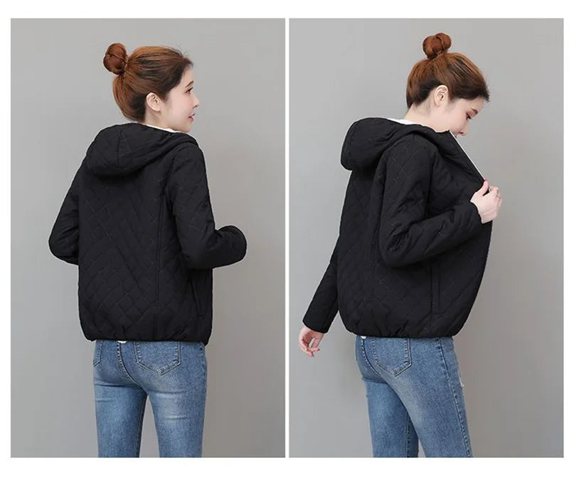 Winter Lambswool Coat 2025 Small Cotton-Padded Coat Women's Short Parkas Warm Cotton Jacket Joker Hooded Outwear Ladies Overwear