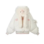 2024 Winter New Cute Rabbit Bear Warm Cotton-padded Coat Women Clothes Sweet Girls Loose Kawaii Long-sleeved Jackets Casacos
