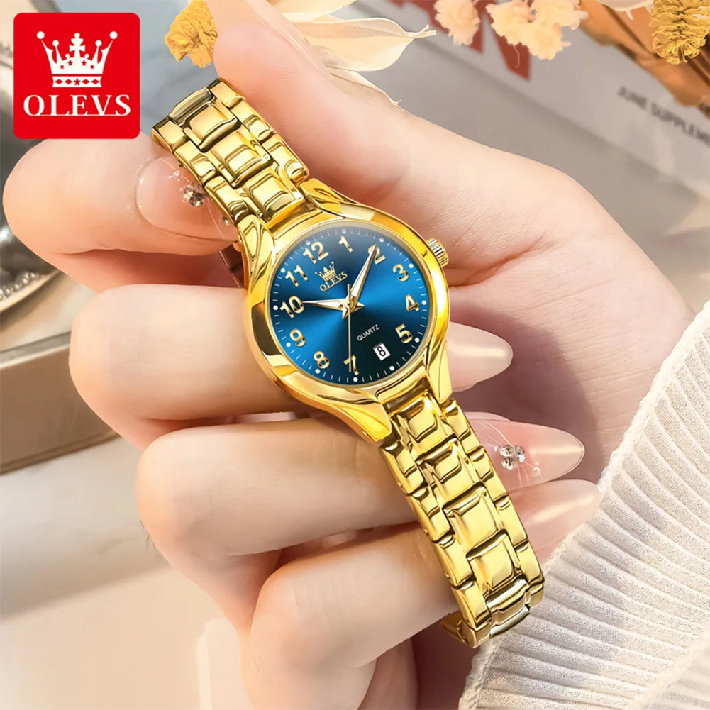 OLEVS 3650 Couple Watches For Men Women Number Scale Waterproof Quartz Dress Wristwatch Luminous Luxury Calendar Business Watch
