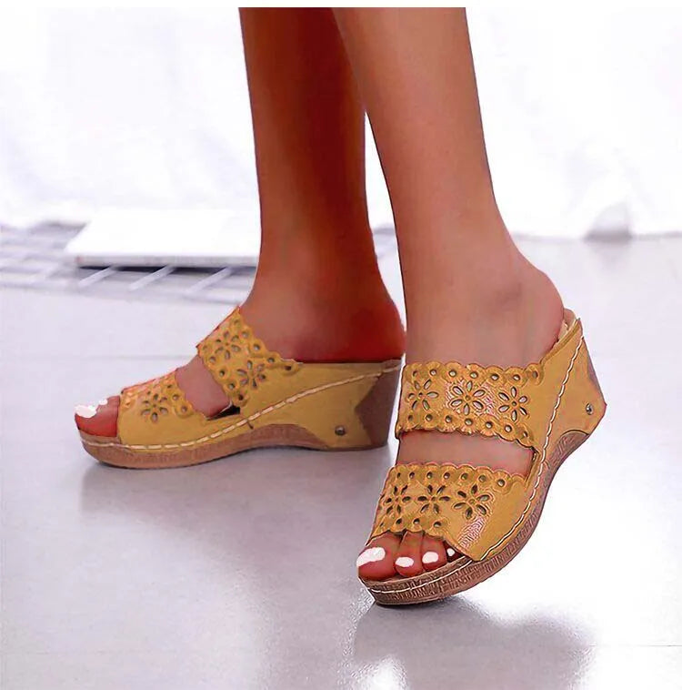 Sandals Shoes Women Summer Platform Shoes Woman Slip On Walking Shoes Wedge Women's Sandals Retro Woman Slippers Female Footwear