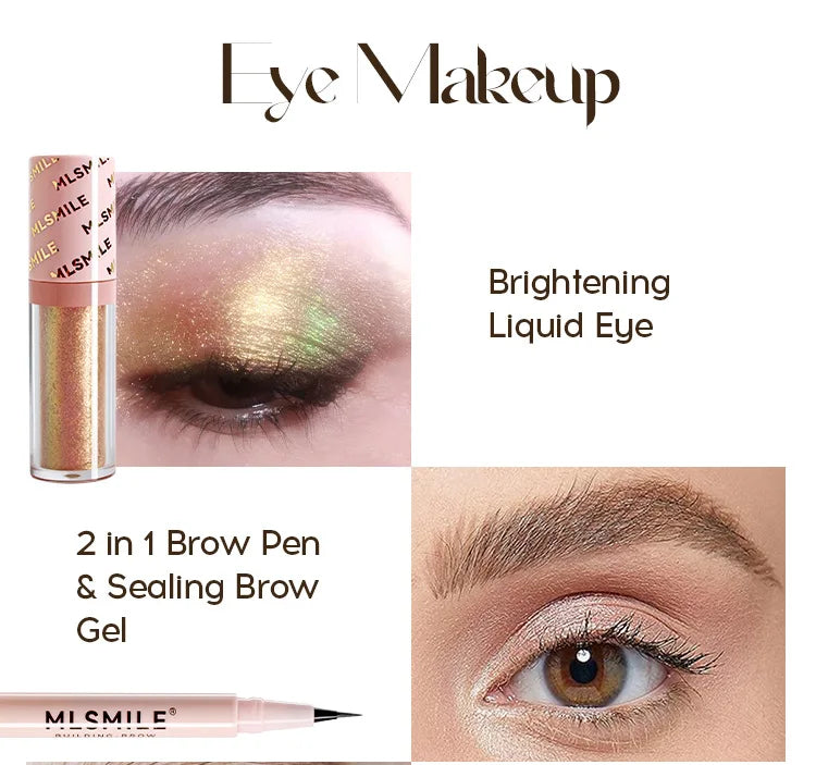 Makeup Kit With Organize Case Lipstick Contour Highlight Liquid Eyeshadow Lip Mud Eyebrow Pencil Mascara Women Cosmetics Set