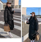 2024 New Winter Autumn Women Jacket White Duck Down Hoodies Puffer Jackets Long Coats Warm Windproof Black White Coats Outwear