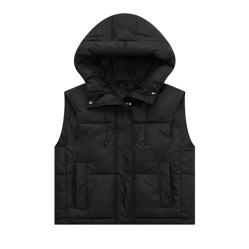 Women's Winter Coat 2025 New Fashion Autumn Hooded Cotton Vest Jacket for Women Casual Chic Ladies Clothes