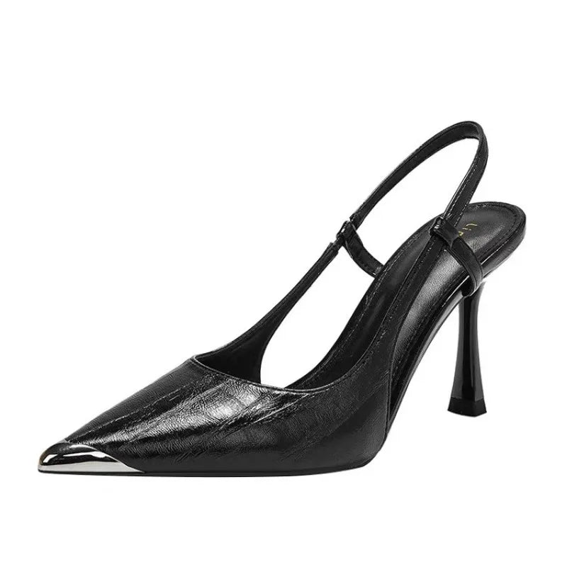 Women High Heels Sandals Pointed Toe Shoes Sexy Slingback Woman Slippers Summer 2025 Trend Designer Dress Pumps Sandalias Mujer