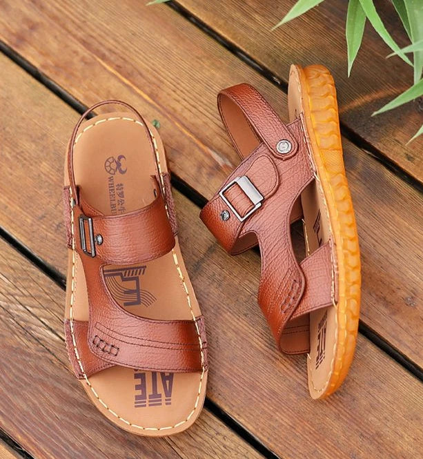 Slippers Shoes for Men Man Sandals Flat Genuine Leather Open Beach Indoor Ankle Wrap Number 41 Pvc V Daily Use New Fashion Eva