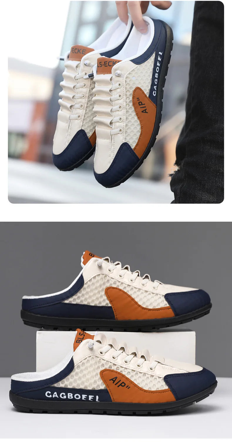 Men's Fashion Soft-soled Half Slippers Men Summer Trendy Bottom Casual Shoes Breathable Slip-on Shoes Sneakers Zapatos De Hombre