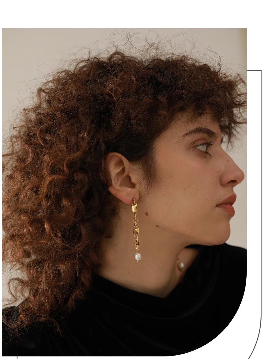 Yhpup Long Hanging Stainless Steel Chain Natural Pearl Drop Earrings Dangle Fashion Party Geometric Charm Temperament Jewelry