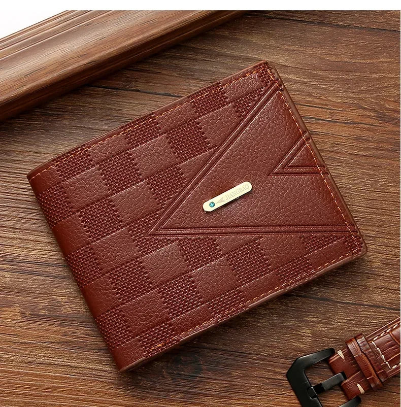 Men's Wallet Casual Short Wallets Youth Fashion Soft PU Leather Business Credit ID Card Holder Billfold Purse Mini Money Bag