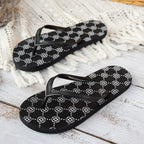 Women's Summer Fashion print patt Flat Flip-Flops, Casual Comfortable Breathable Waterproof Slip-On Bathroom Pool Beach Slippers