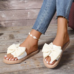 Women Slippers Fashion Trend Bow Anti Slip Sandals Wear-resistant Comfortable Soft Sole Flat Heel Slippers Home Slides Women