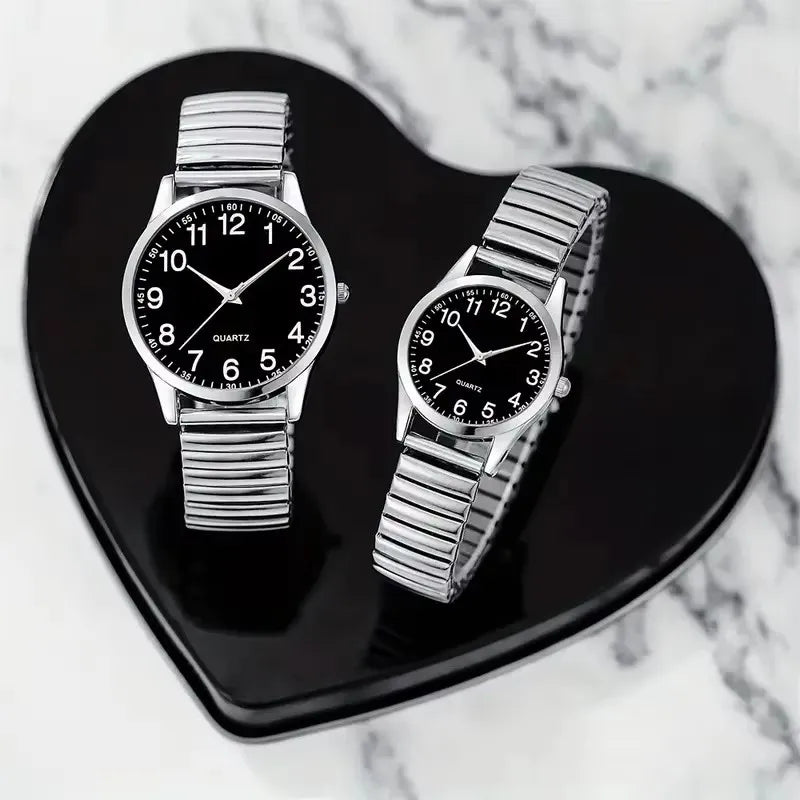 Fashion Couple Watches Simple Arabic Dial Men Quartz Watch Elastic Band Women Wristwatches Valentine's Day gift birthday gifts