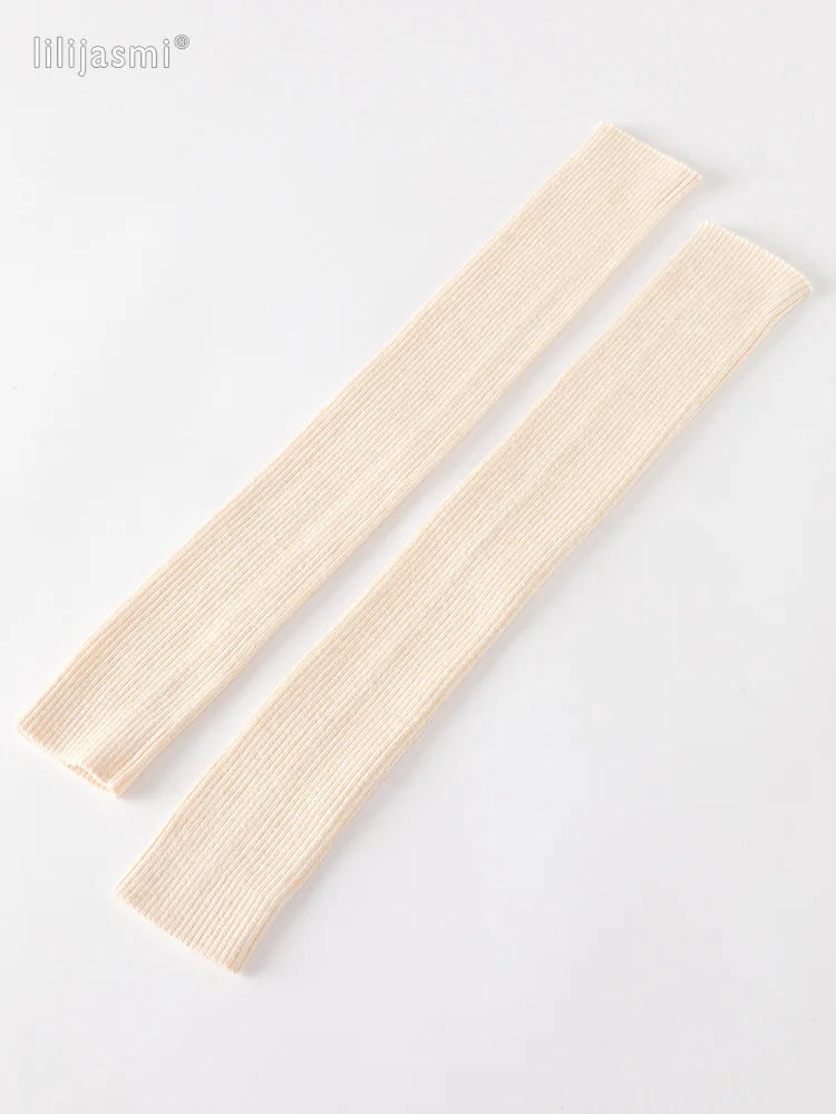 Autumn Winter 40 50 60CM Women's Wool Arm Warmers Knitted Woolen Arm Sleeve Solid Fine Long Knitted Fingerless Gloves Wholesale