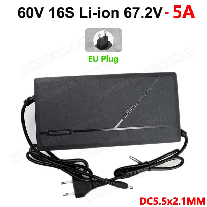 36V 48V 60V 72V Charger 2A 5A 10S 13S 16S 20S Lithium-ion Battery Charger 42V 54.6V 67.2V 84V Intelligent Smart Charging EU Plug