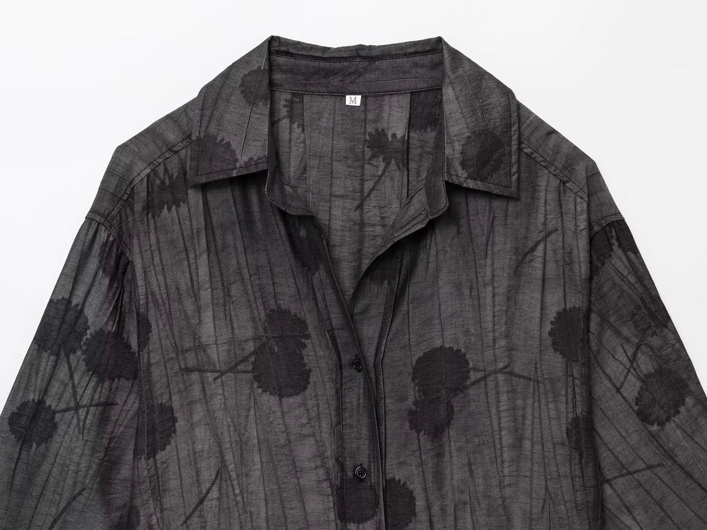 Women Print Long Pants Sets For Women Lapel Half Sleeve Single Breasted Shirts + High Waist Lace-Up Wide Leg Pants