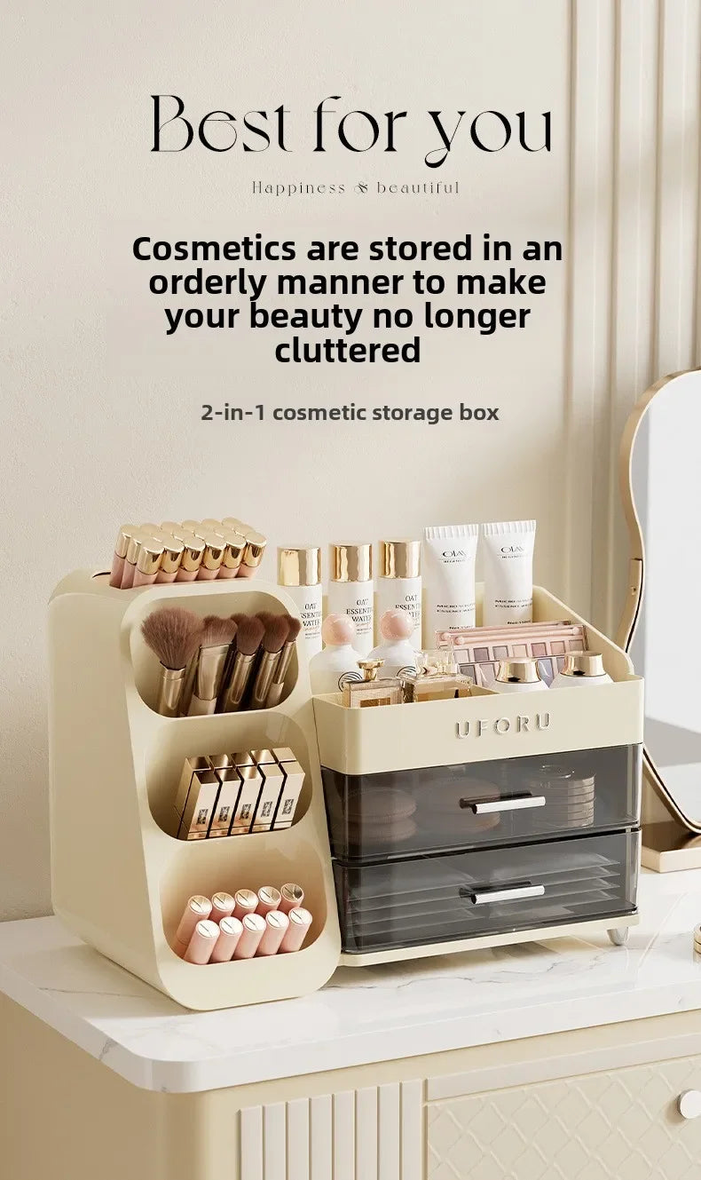 Cosmetics Storage Box Household Dressing Table Advanced Sense Large Capacity Lipstick Skin Care Compartment Shelf