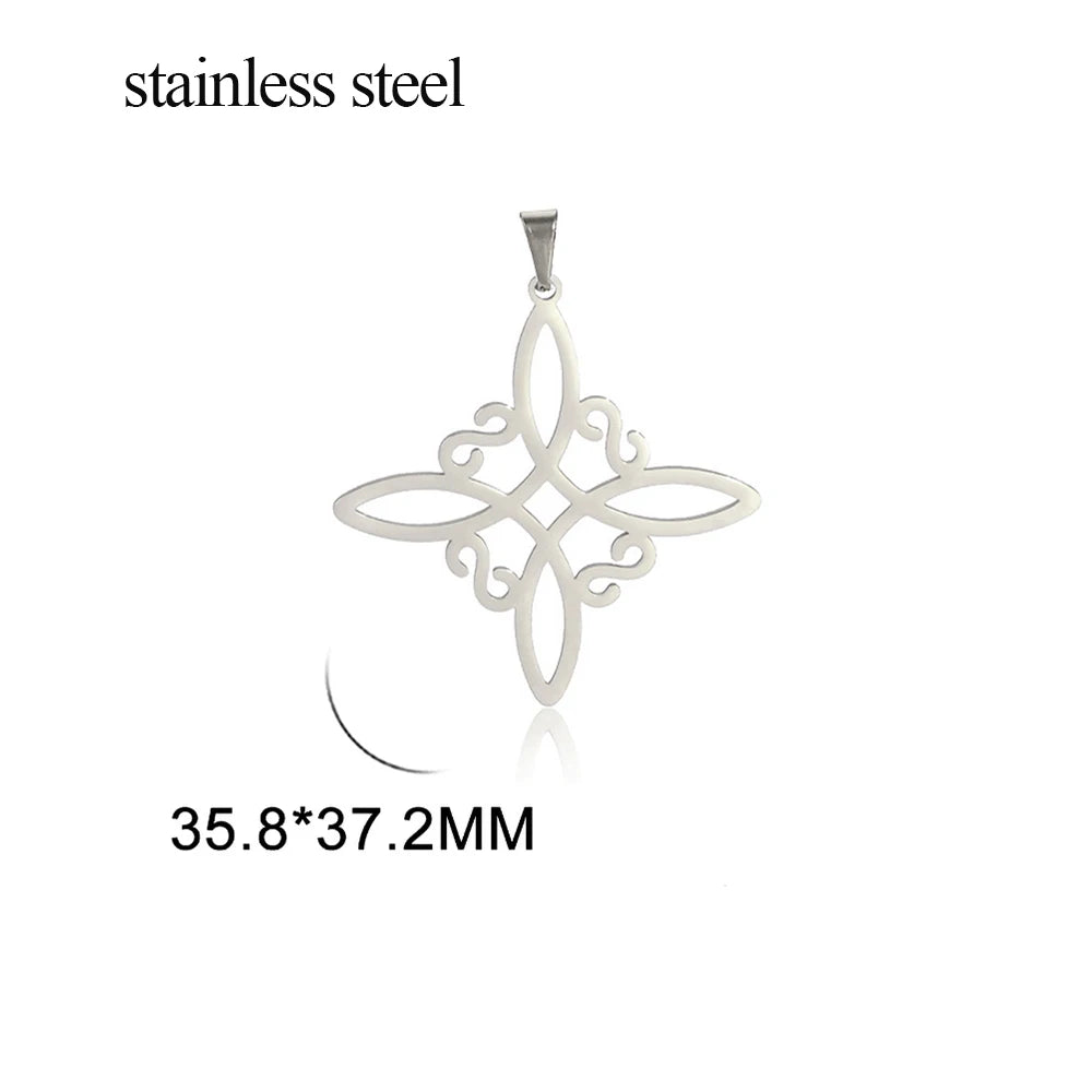 Skyrim Witch Knot Charms for Necklace Jewelry Making Stainless Steel Gold Color Wicca Witchcraft Amulet Pendants DIY Accessories