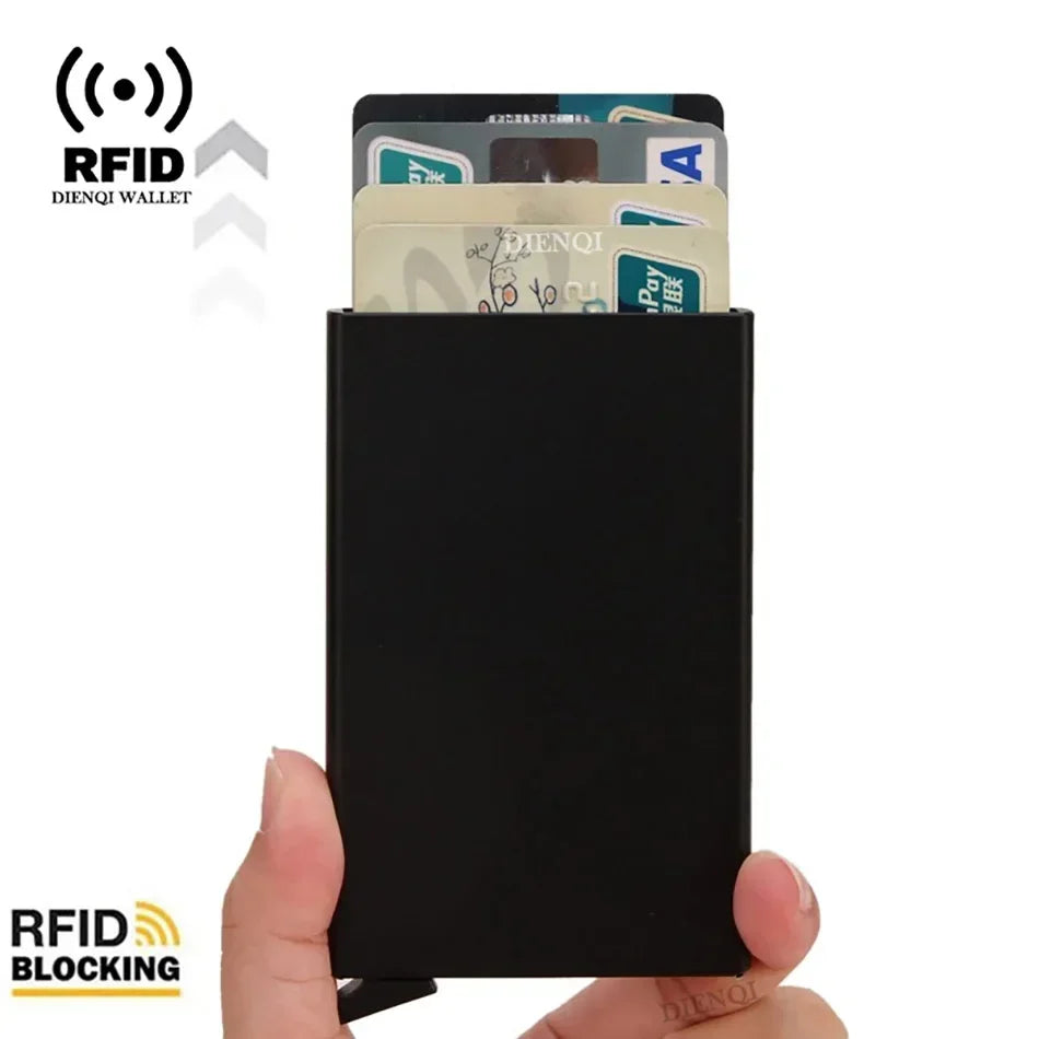 Thin Slim Smart Wallet for Men Women Wallets Pop Up Minimalist Small Rfid Credit Card Holder Metal Purse Mini Wallets for Men
