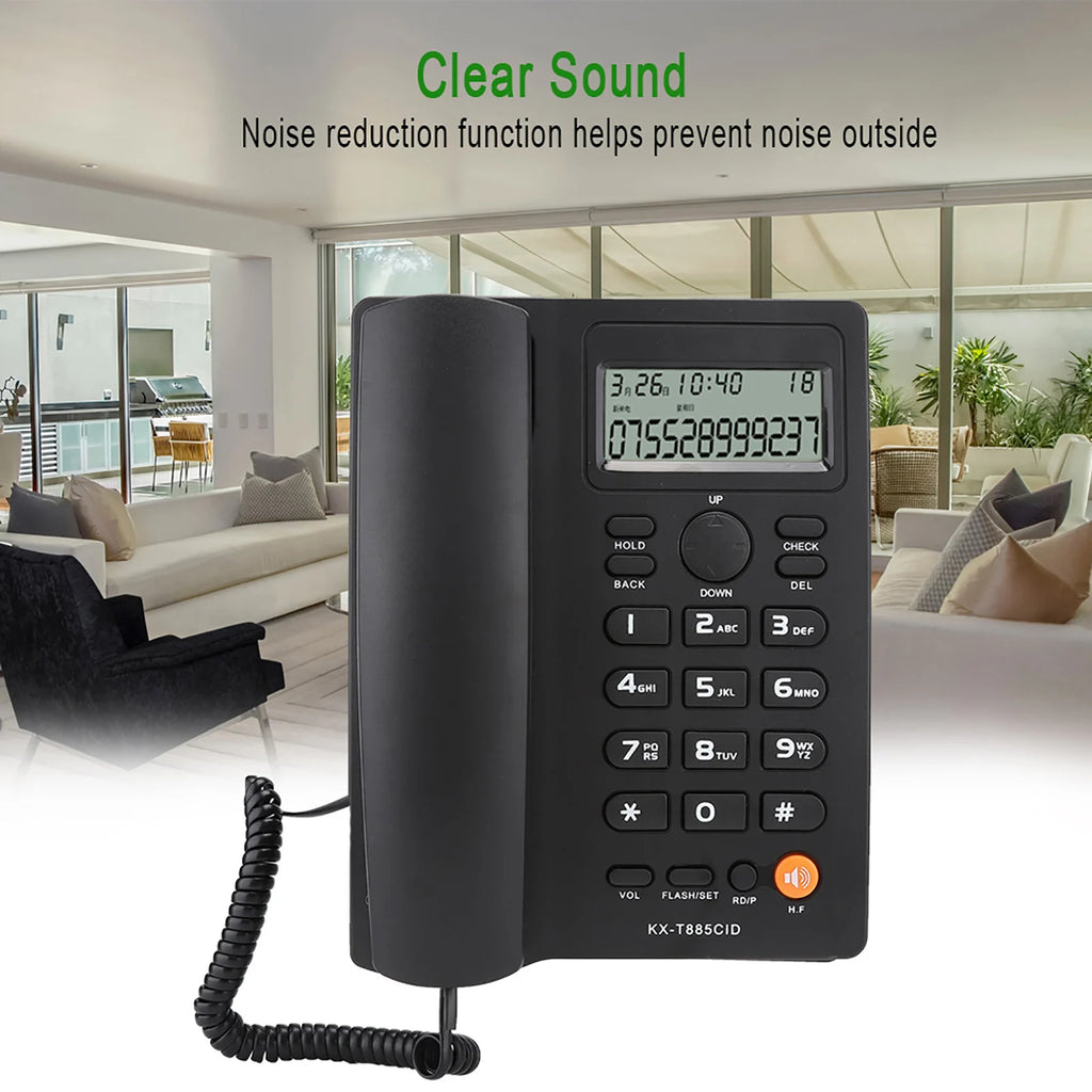 Caller ID Telephone Desktop Corded English Landline Support Handsfree Calling Pause Hold Mute Function for Home Hotel Office