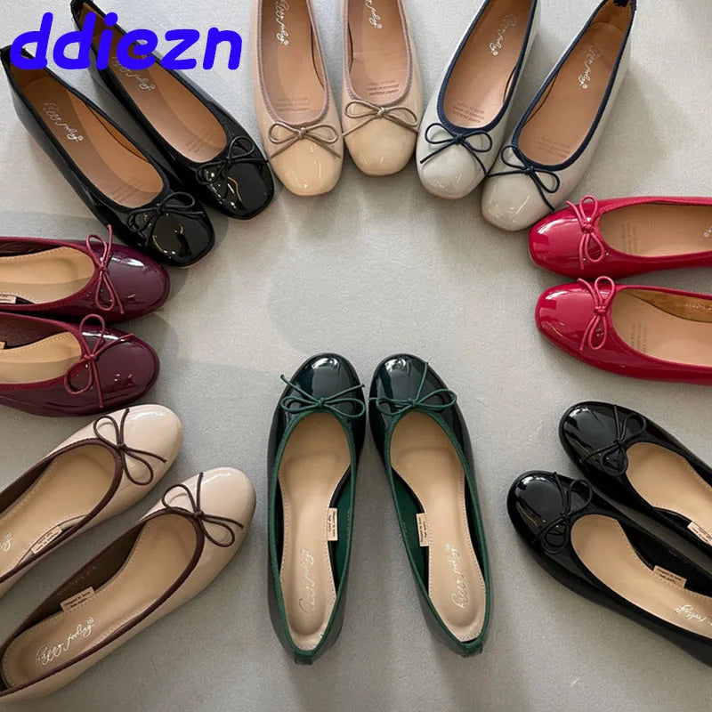 Shallow Female Soft Round Toe Ladies Flats With Shoes Slides Footwear Fashion Butterfly-Knot Women Ballet Flats Dance Shoes
