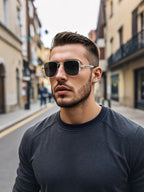 Men Driving Sunglasses Vintage Steampunk Square Sunglasses Metal Frame with Spring Hinges Women Eyepiece Trendy Driver Glasses