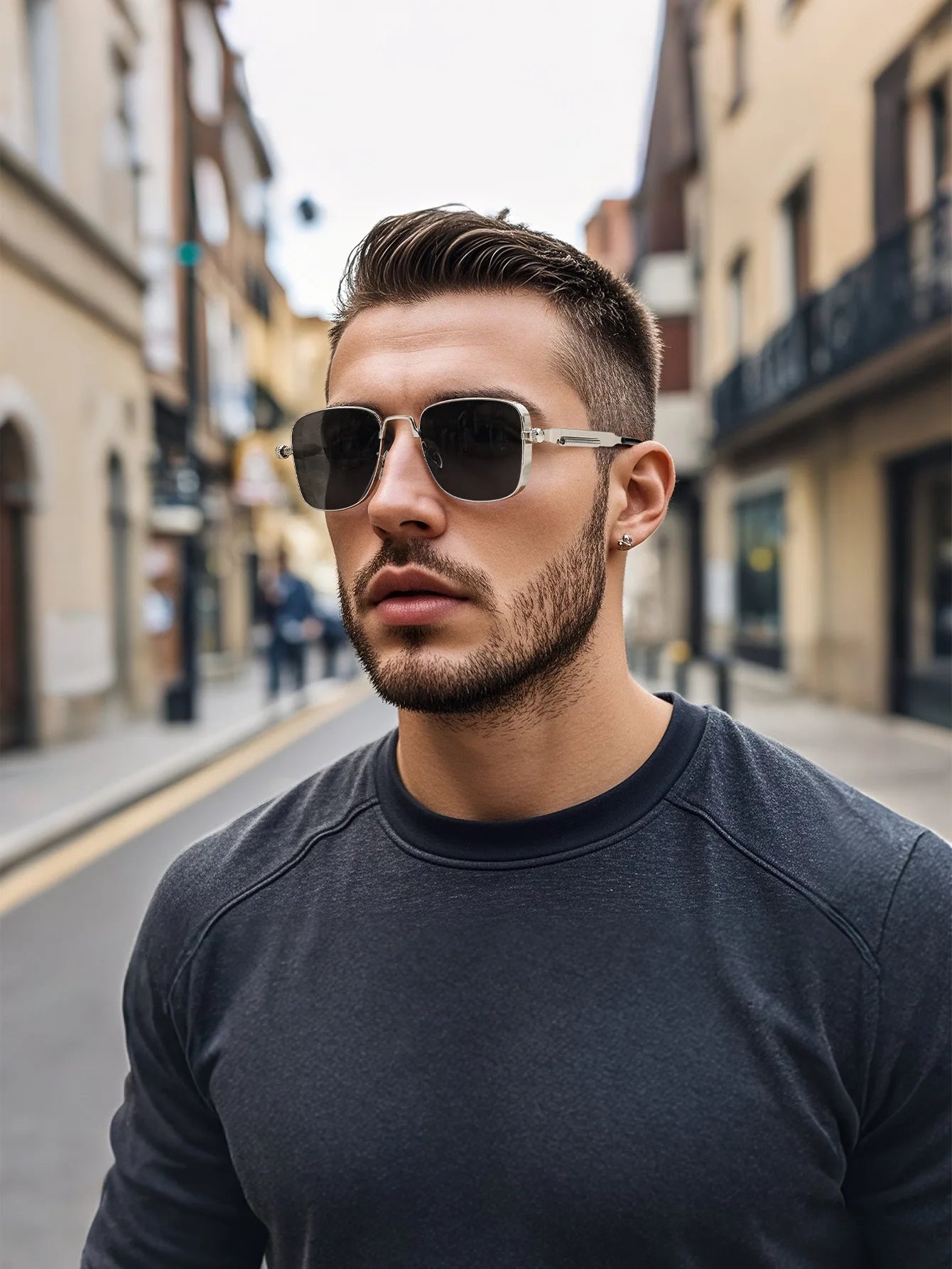 Men Driving Sunglasses Vintage Steampunk Square Sunglasses Metal Frame with Spring Hinges Women Eyepiece Trendy Driver Glasses