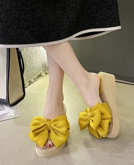 Platform Woman Slippers With Bow Sandals Easy Wears Shoes for Women Vip New Collection Designer Luxury Stylish Slides Wholesale