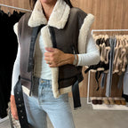 Women Winter Faux Suede Vest Sleeveless Zipper Up Fleece Sherpa Lined Jacket Fashion Solid Color Casual Outerwear Coat!