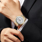 Couple Watch Luxury Quartz Wristwatches For Women Man Bussiness Stainless Steel Watches Waterproof Week Date Wristwatch Clock