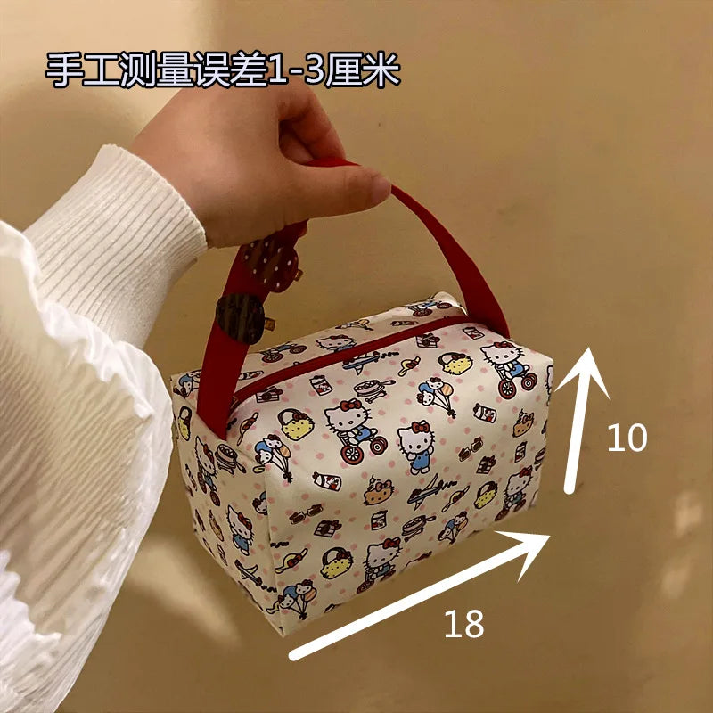 Hello Kitty Cosmetic Bag Large Capacity Travel Makeup Organizer Portable Toiletry Case Lipstick Storage Pouch Cute Cartoon Print