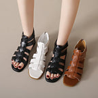 Women's Sandals Summer Elegant Casual Low Heels Flats Gladiator White Fish Toe with Best Selling Woman Shoes