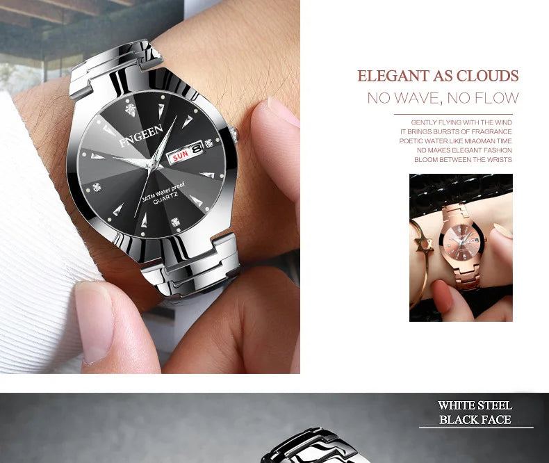 2023 FNGEEN 5808 Relogio Feminino Couple Watch Men Quartz watch for Lovers Luxury Womens wristwatch Stainless Steel Waterproof