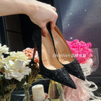 High Heels Women Star Style Sexy Red sole luxury Brand  Woman High Heels Pointed toe glitter Pumps elegant Party Shoes