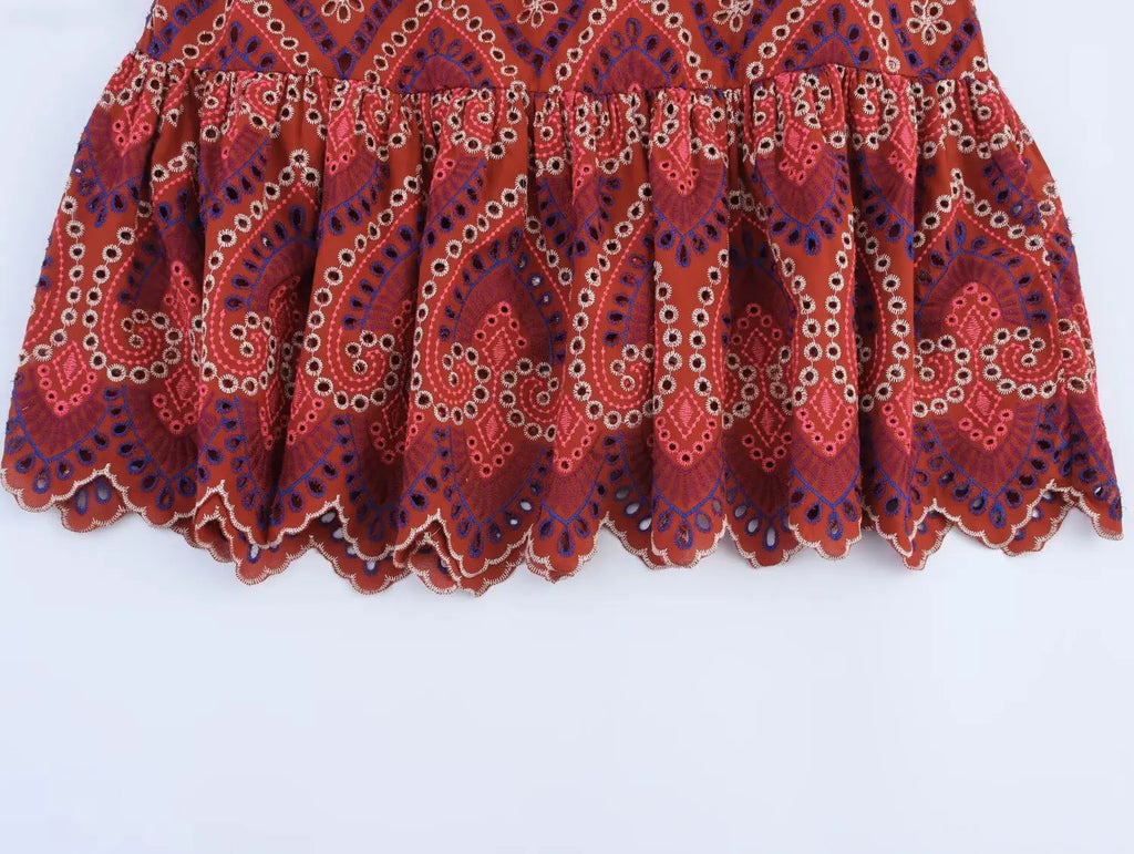 Women Embroidery Hollow Out Suit 2025 Summer Casual Chic O-Neck Fashion Sleeveless Top Long Skirt Fashion Suit