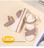 Women's Sandals Mix Color Wedges Heels Sandals Summer 2025 Shoes Woman Heeled Sandals Platform Summer Shoes Women Block Footwear