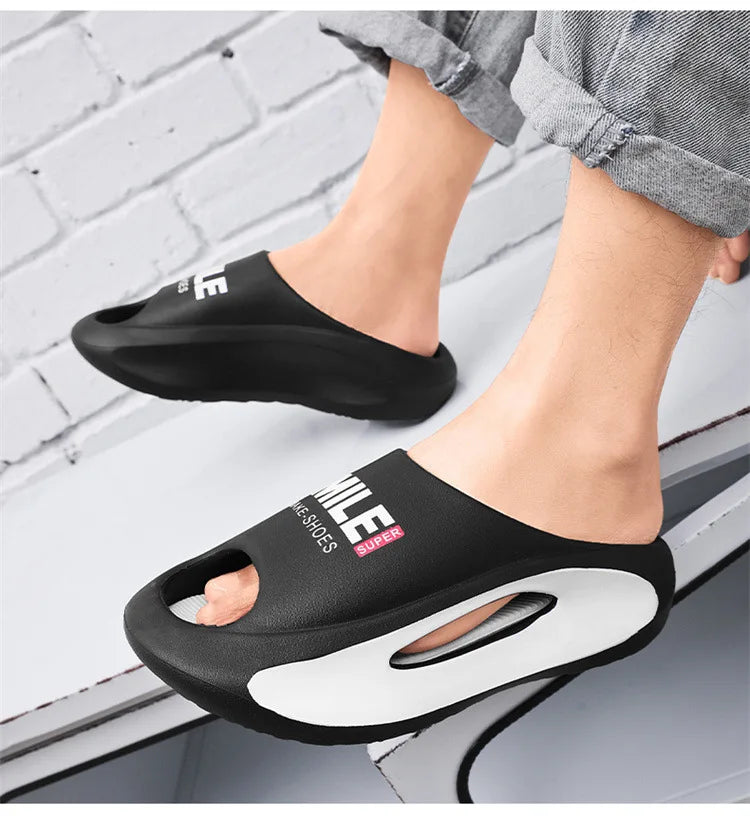 New Men Slippers Slides with a Sense High Aesthetic Value External Wear Anti Slip Thick Bottom, Beach Cool Slippers for Men