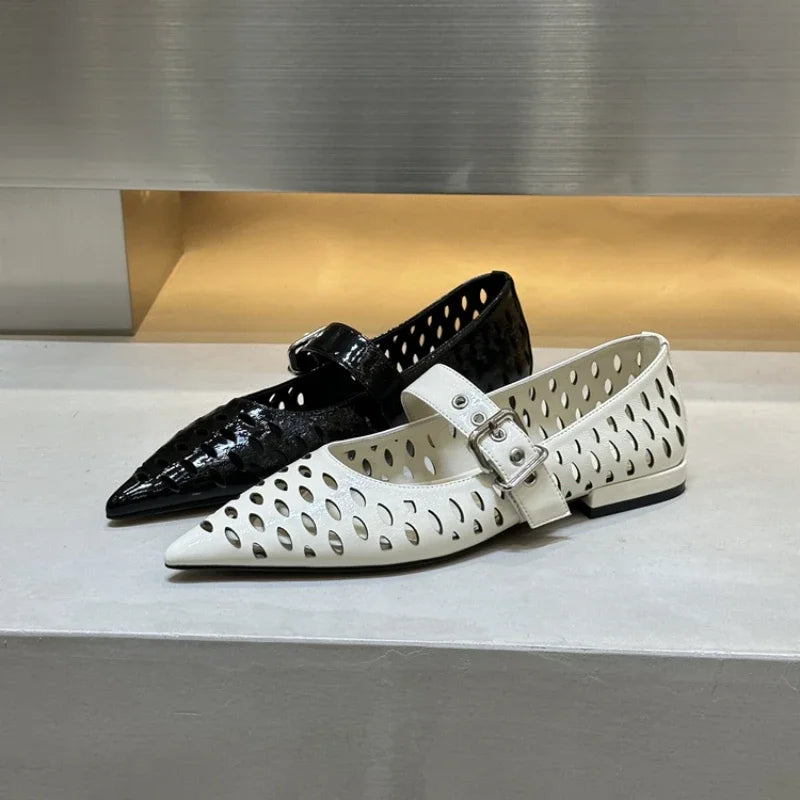 Women Sandals Pointed Toe  Flats Hollow Loafers Shoes Fashion Elegant Summer Woman Shoes Brand Casual Cozy Женские Сандалии