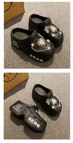 Women Slippers Cute Cartoon Platform Fashion Clogs Summer Shoes Woman Beach Slides Thick Bottom DIY Flower Female Street Sandals