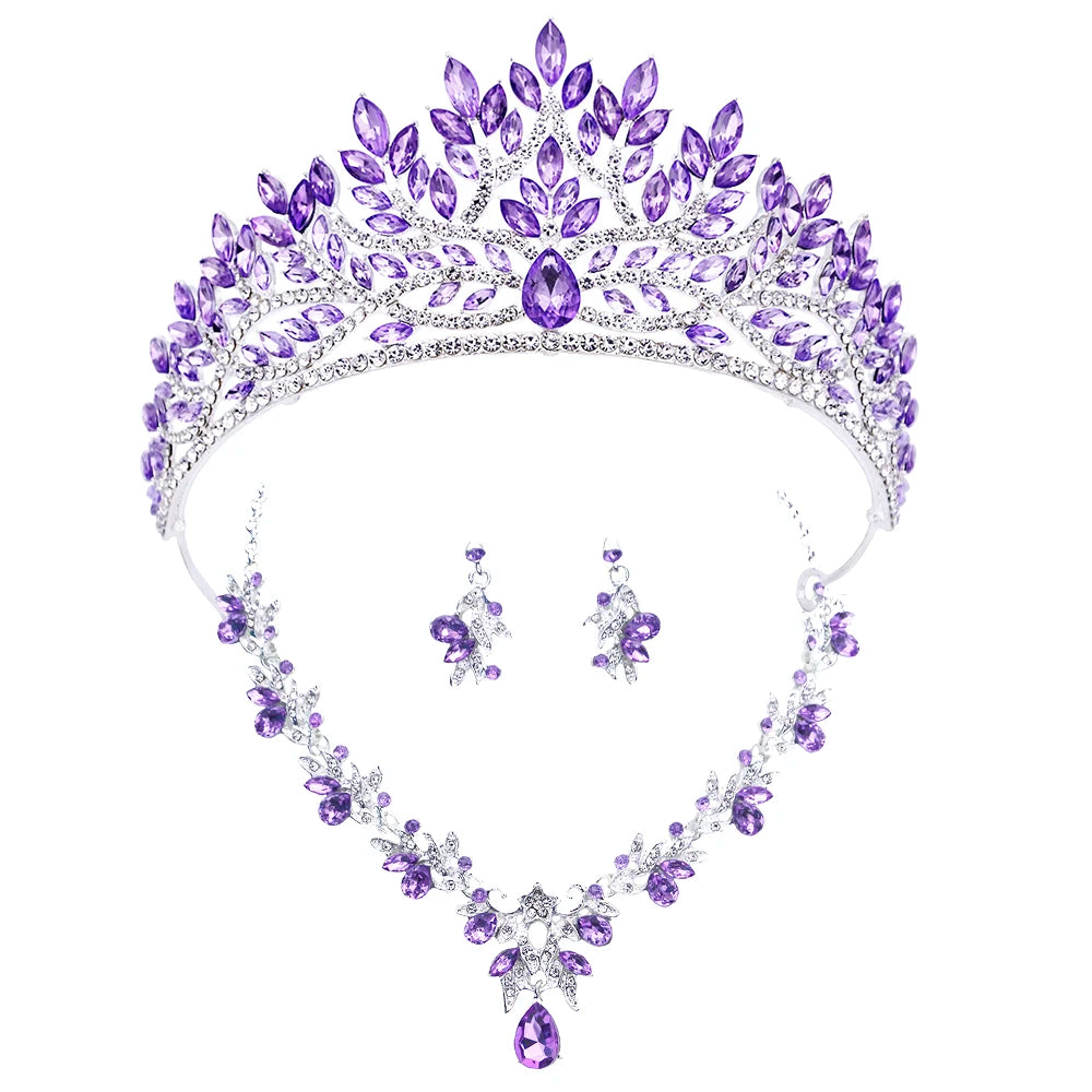 Tiaras and Crowns Bridal Jewelry Set for Women Necklace Earrings for Wedding Dress Accessory Crown And Jewelry for Brides